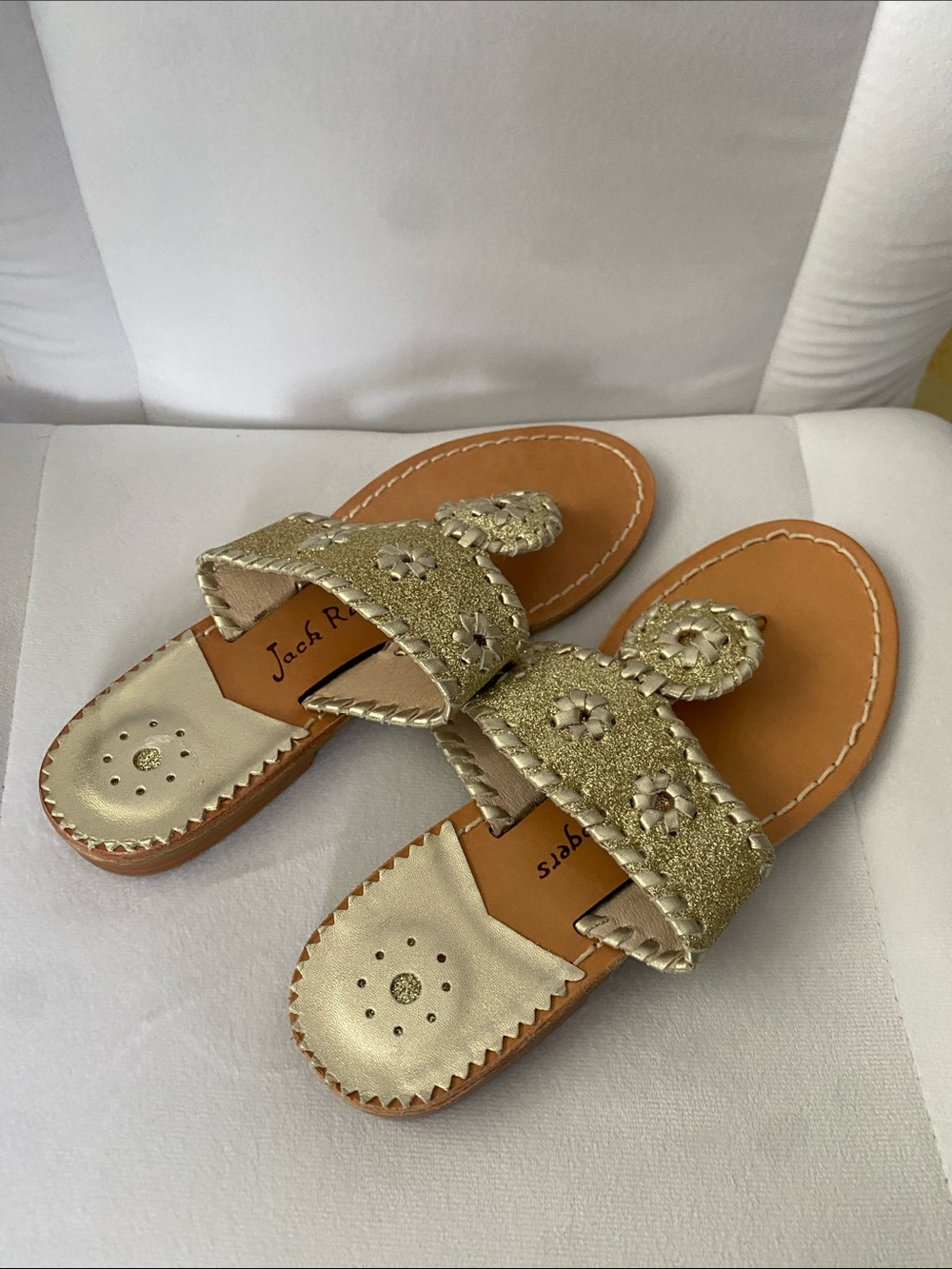Jack Rogers Gold Girls Leather Sandals